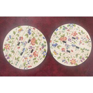 2-Moreware Melamine Heat Resistant Trivets Floral Butterfly Colorful Vintage 6”